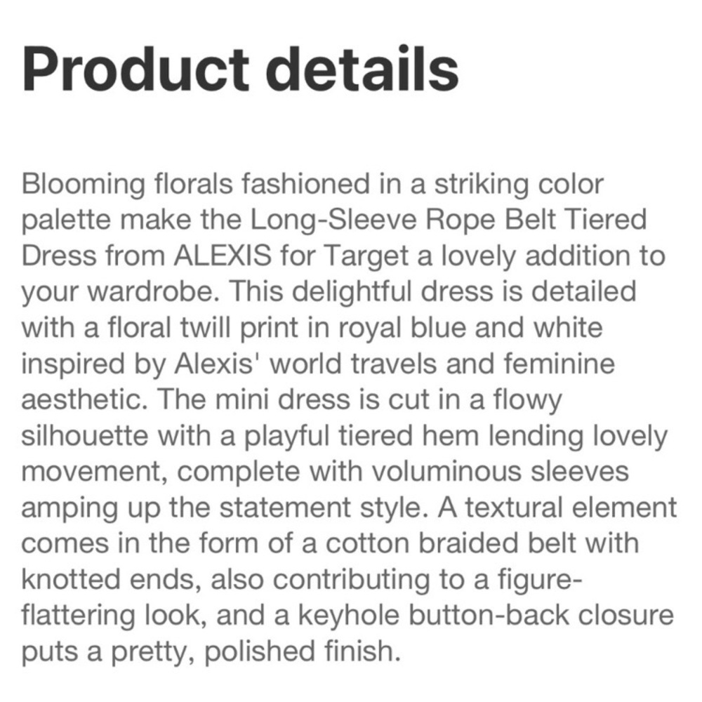 NWT Alexis x Target Long-Sleeve Rope Belt Tiered - Picture 6 of 7